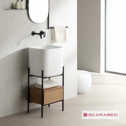 Έπιπλο Scarabeo Laila S 45 / Lo-Box 270105-NROP89 + 5503-300 Rovere Με Νιπτήρα (Χωρίς οπή Μπαταρίας)