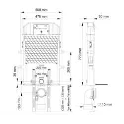 Καζανάκι εντοιχισμού κρεμαστής λεκάνης 47 cm T110-002 KARAG 