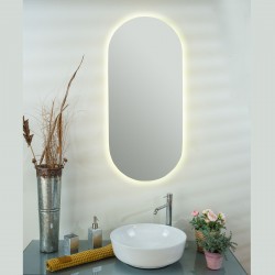 Κρεμαστός Καθρέπτης Semi-Oval 100 x 45 εκ. με Led