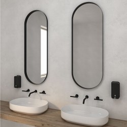 Κρεμαστός Καθρέπτης Iron Semi-Oval 45x100 εκ. χωρίς Led Brushed (Βουρτσισμένο Ίνοξ)