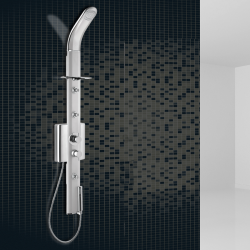 Στήλη Ντουζ Υδρομασάζ Θερμομικτική Dolce Vita SG από Μασίφ Αλουμίνιο Inox 3 Εξόδων (Ντουζ Κεφαλής, 3 Jet Υδρομασάζ και Τηλέφωνο)