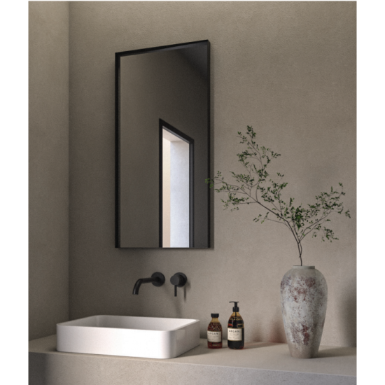 Κρεμαστός Καθρέπτης Iron Square Slim 45x90 εκ. με Led Black (Μαύρος)