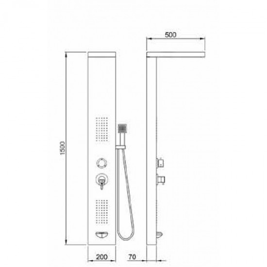 Στήλη Ντουζ Υδρομασάζ Tema Hotel 53100-1 Χρωμέ Γυαλιστερό