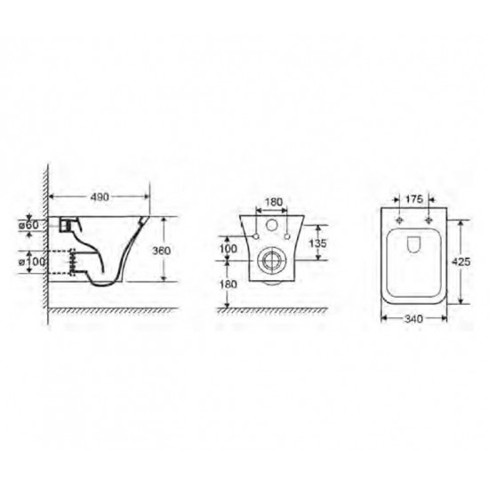 Κρεμαστή Λεκάνη Πορσελάνης Ceramita Storm Wall Rimless και Κάλυμμα Slim Soft Close Λευκή