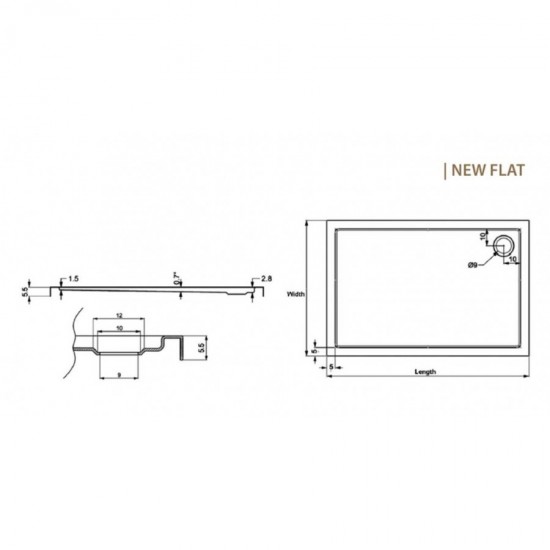 Ντουζιέρα Ορθογώνια Karag New Flat 11 70X140 Λευκή Ακρυλική