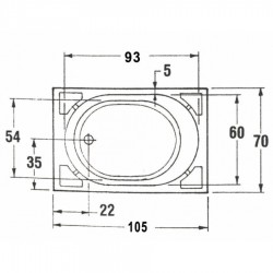 Ορθογώνια Μπανιέρα Ακρυλική Gloria 524 Sanitec 105x70x60cm