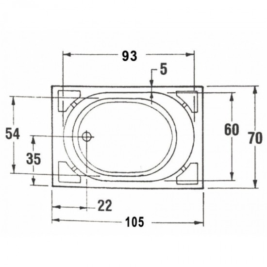 Ορθογώνια Μπανιέρα Ακρυλική Gloria 524 Sanitec 105x70x60cm Ορθογώνια Μπανιέρα Ακρυλική Gloria 524 Sanitec 105x70x60cm
