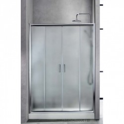Καμπίνα Ντουζιέρας New Tema Ευθύγραμμη Με 4 Φύλλα Fabric 140Χ180 cm με Κρύσταλλο Ασφαλείας NT140F Χρωμέ