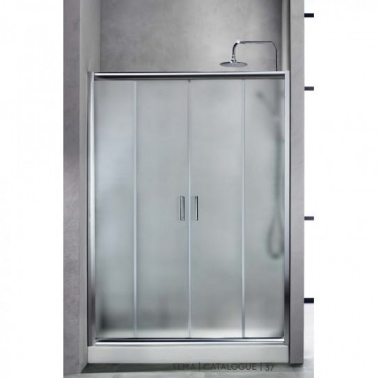 Καμπίνα Ντουζιέρας New Tema Ευθύγραμμη Με 4 Φύλλα Fabric 170Χ180 cm με Κρύσταλλο Ασφαλείας NT170F Χρωμέ