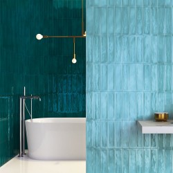 Πλακάκι Flow Peacock Green 10x40cm Πράσινο Γυαλιστερό