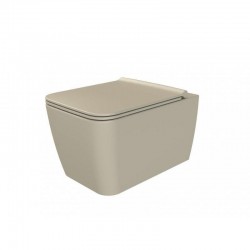 Λεκάνη Κρεμαστή Πορσελάνης Cerastyle Hera Rimless με Κάλυμμα Αντιβακτηριακό Slim Soft Close 019708-w-97 Cappuccino Ματ (Μπεζ)