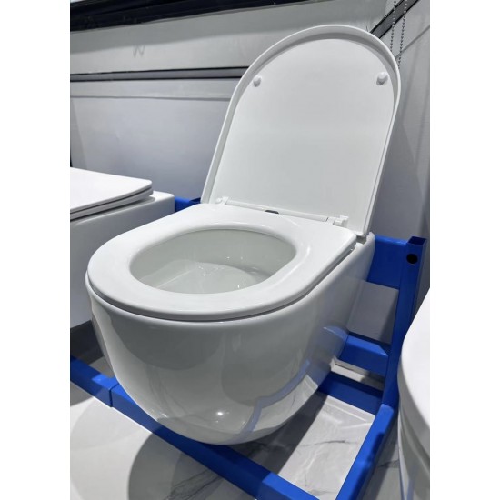 Λεκάνη Κρεμαστή Tornado Με Soft Close Καλυμμα 49εκ Hanne Reme L-490 Λευκή