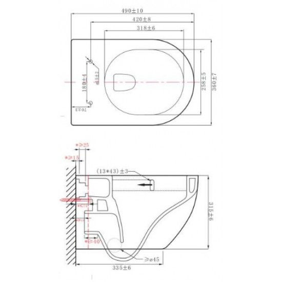 Λεκάνη Κρεμαστή Tornado Με Soft Close Καλυμμα 49εκ Hanne Reme L-490 Λευκή