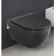 Λεκάνη Κρεμαστή με Μπιντέ Ζεστό- Κρύο Cerastyle City Rimless 019107-97 με Κάλυμμα Αντιβακτηριακό Slim Soft Close Πορσελάνης Μαύρη Ματ
