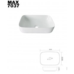 Νιπτήρας Μπάνιου Πορσελάνης Λευκός I-zec MAX 7037 50 x 33.6 x 14,5  εκ. Επικαθήμενος χωρίς Οπή για Βρύση