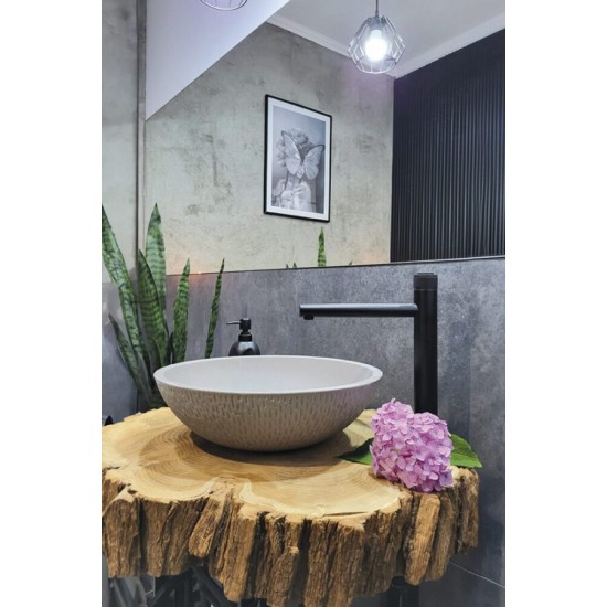 Νιπτήρας Επικαθήμενος από Γρανίτη Γκρι Amber VGR1521T Laveo Φ41 εκ. 