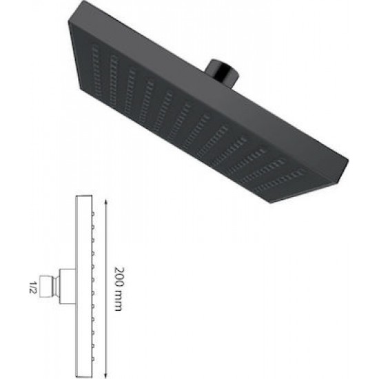 Κώδωνας Ντουζ Viospiral Modea 20x20 Riviera Τετράγωνος 00-03105/B Μαύρος Κώδωνας Ντουζ Viospiral Modea 20x20 Riviera Τετράγωνος 00-03105/B Μαύρος