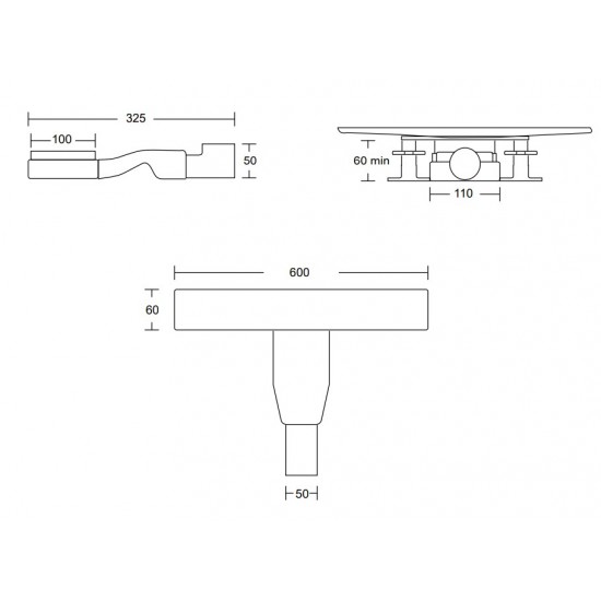 Κανάλι Ντουζiέρας Σιφών Wirquin Acqua AQ600 60cm Ανοξείδωτο Inox
